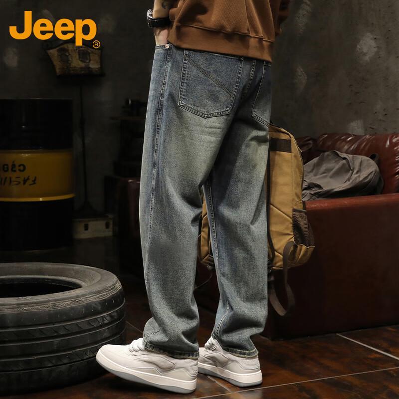 Jeep Men's Straight Loose Fit Casual Jeans