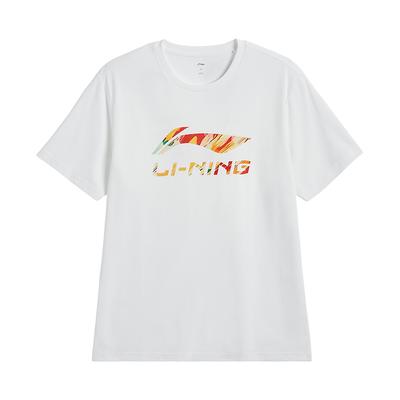 Li-Ning Letter Logo Printed Loose Comfortable Casual Early Spring Short Sleeve T-Shirt Unisex Tops White AHSVA73-2