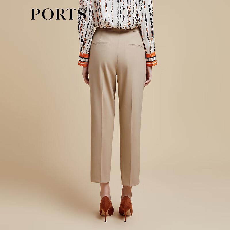 PORTS Women's Fawn Brown Slim-Fit Casual Pants