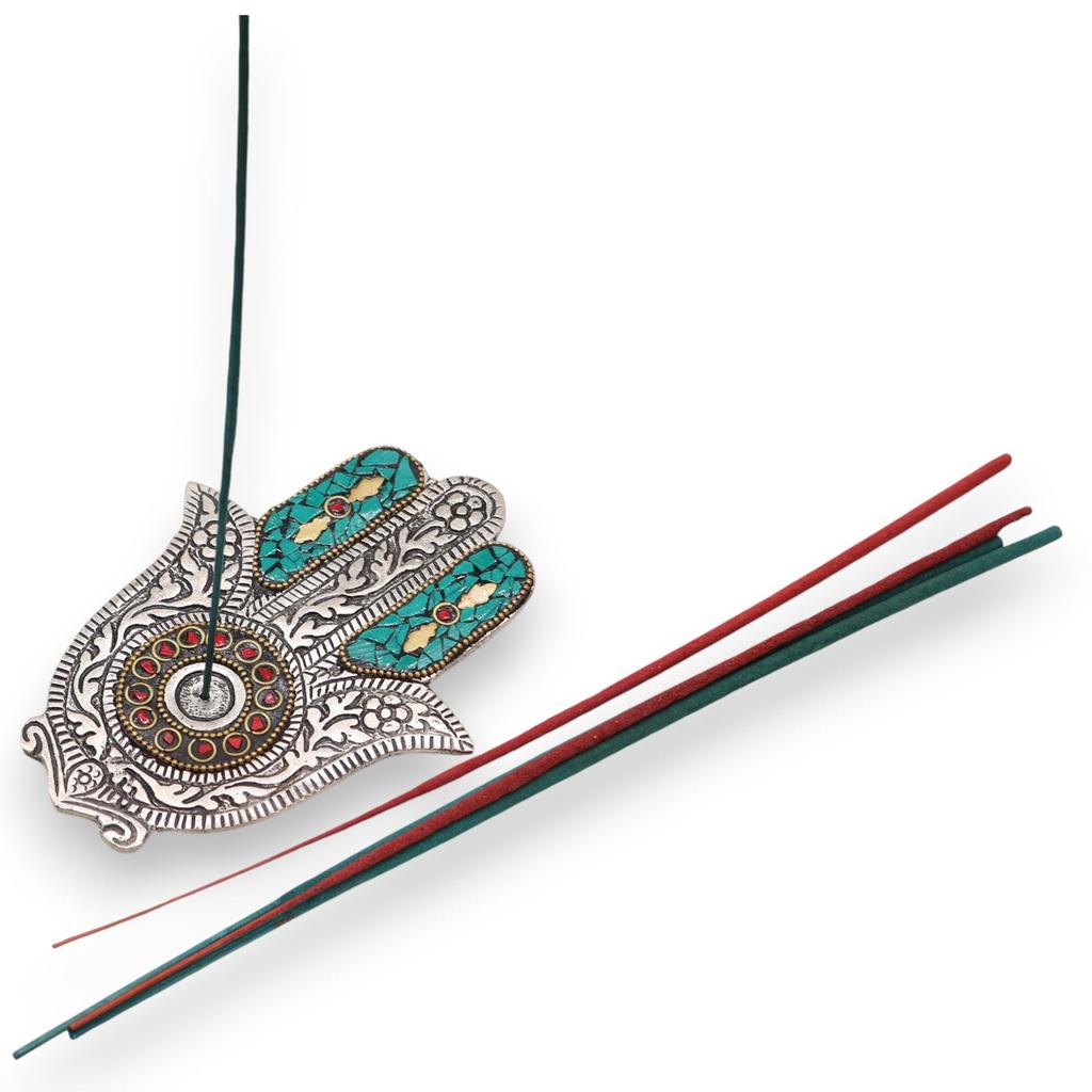 Incense Stick Holder Hamsa Green Small