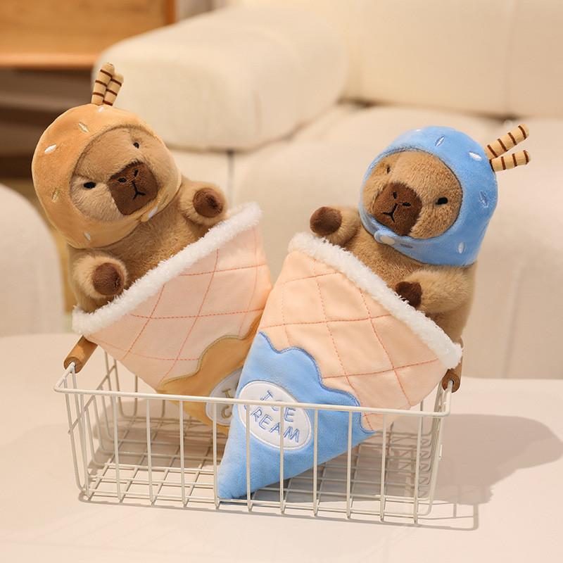 Cream Ice Strawberry Capybara Cute Cartoon Plush Doll Toy Decoration Bedroom