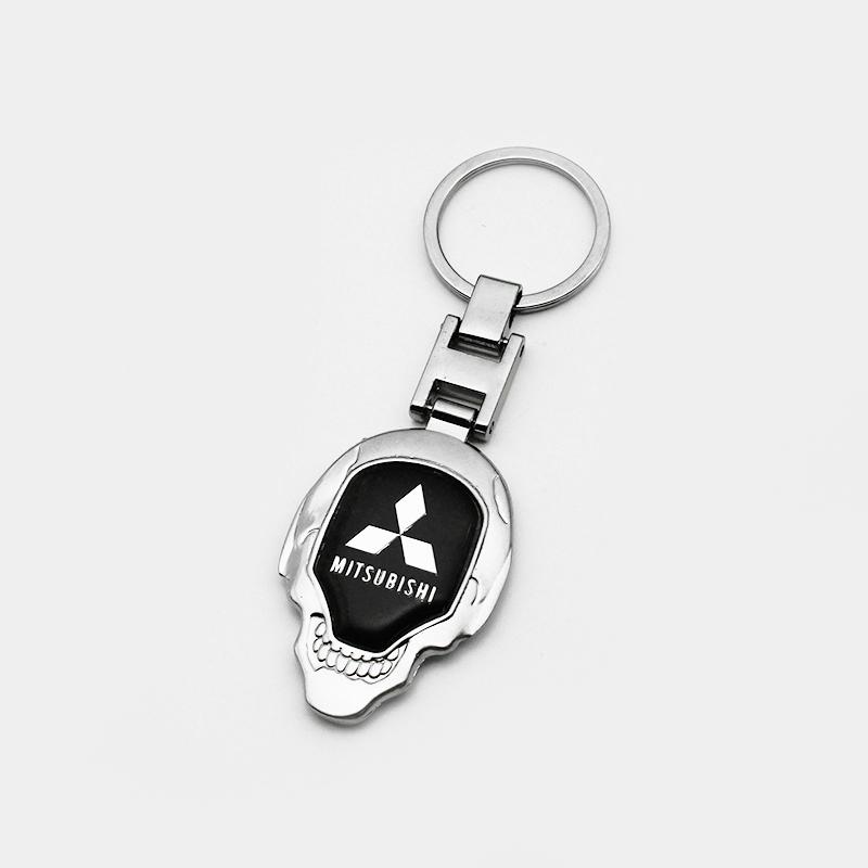For Mitsubishi Outlander ASX Eclipse Cross Pajero Lancer 3D Metal Leather Car Styling Keychain Key Rings Key Holder Accessories
