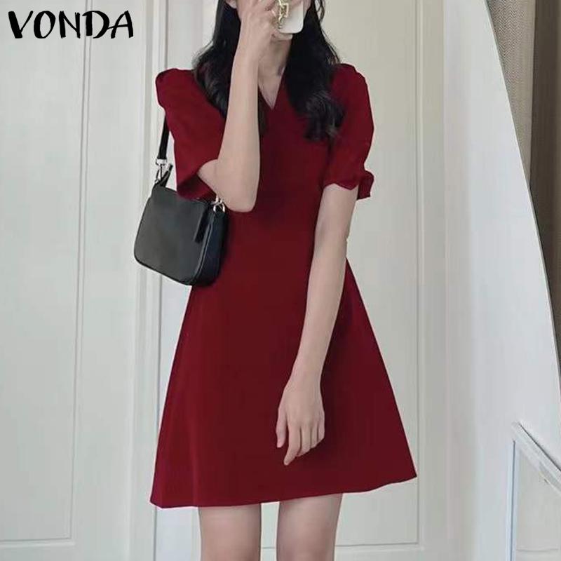 

VONDA женское летнее свободное элегантное платье А-типа с v-образным вырезом и короткими рукавами