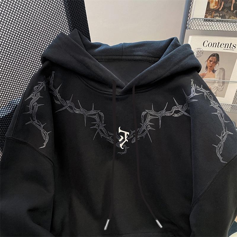Autumn and Winter American Printed Sweater Men's Loose Couple Fleece Thickened Versatile Women's Hooded Jacket