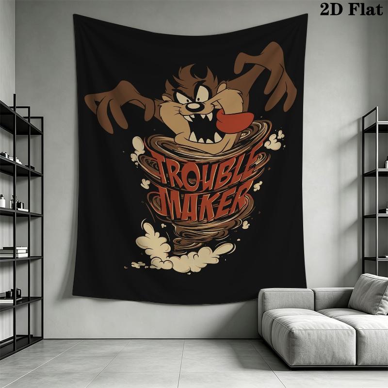 Tazmanian Devil Wall Tapestry Aesthetic Wall Hanging Printed Fabric Blanket Decorative Tapestries for Bedroom Living Room Home Decor