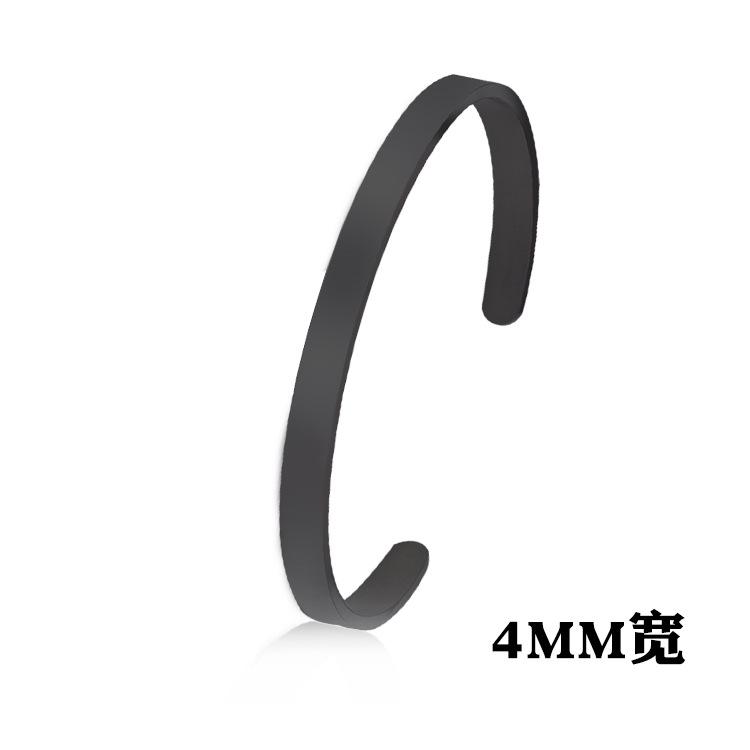 

Новий Класичний Простий Чоловічий Браслет Відкритий Регульований Глянцевий Браслет з Нержавіючої Сталі 4mm чорний