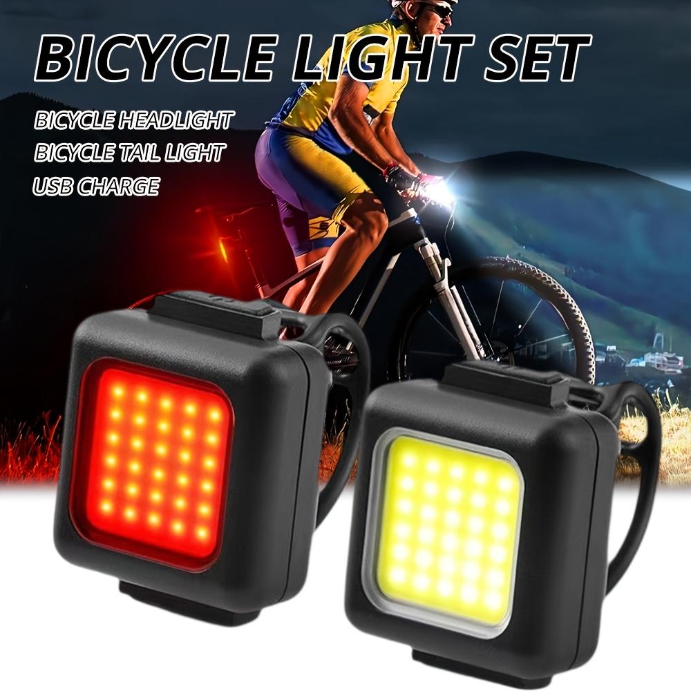 USB Rechargeable Bike Light Set, White Front & Red Rear LED Bicycle Lights, Portable Safety Flashlight for Cycling