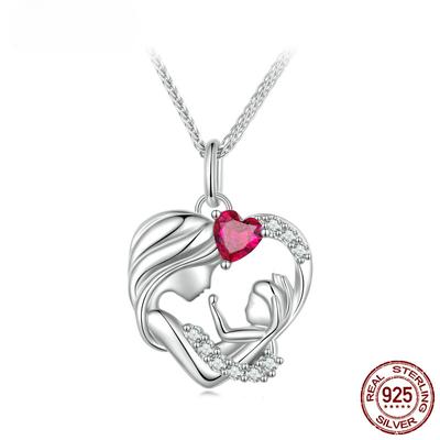 S925 Sterling Silver Mother and Child Pendant Necklace for Women Mother's Day Birthday Fine Jewelry Gift