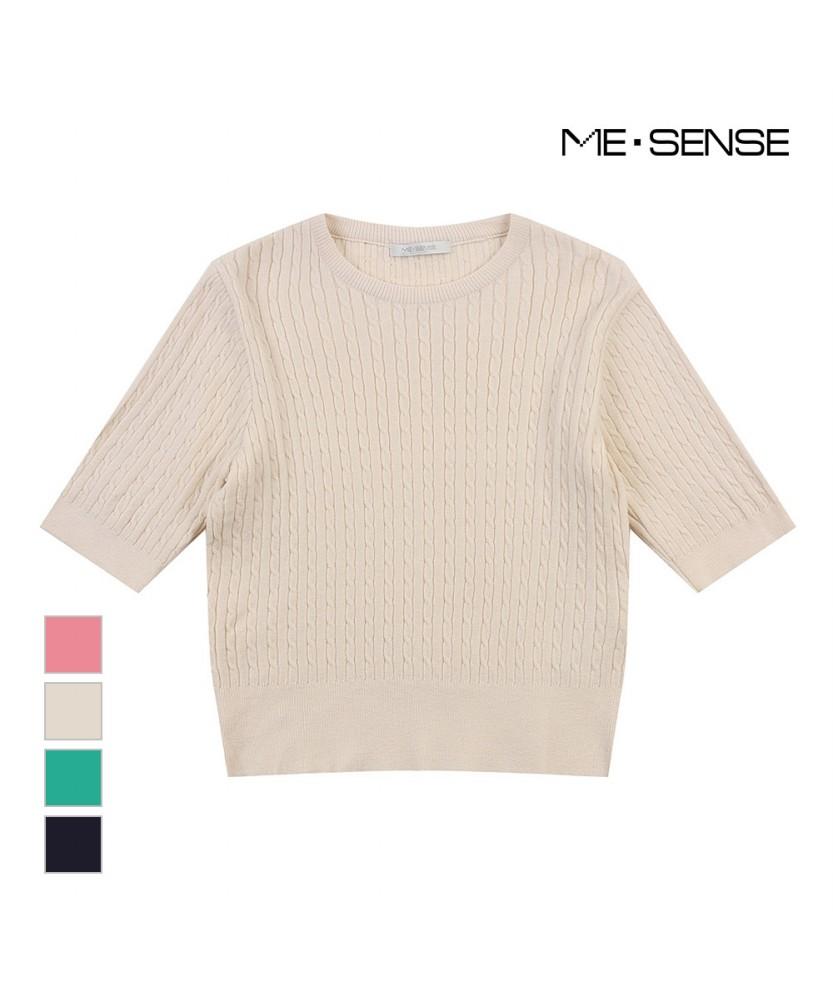 MESENSE Cable Knit Short Sleeve Knit_Mb35Kns311Z