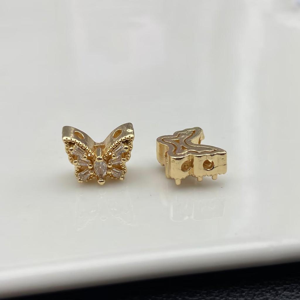 Inlaid Zircon Butterfly Spacer Beads for DIY Jewelry and Beading Accessories
