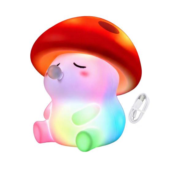 Rechargeable Silicone Night Light Mushroom Light, Squishy Touch Nursery Lamp, Warm White & RGB Color?Changing Colorful Lamp 2 Modes, USB Bedside