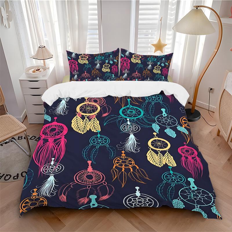 

3pcs Dreamcatcher Patterns Bedding Set, Includes Without Pillow Inserts, Soft Comfortable Bedding Set,All-Season Use a0924014 135x200cm