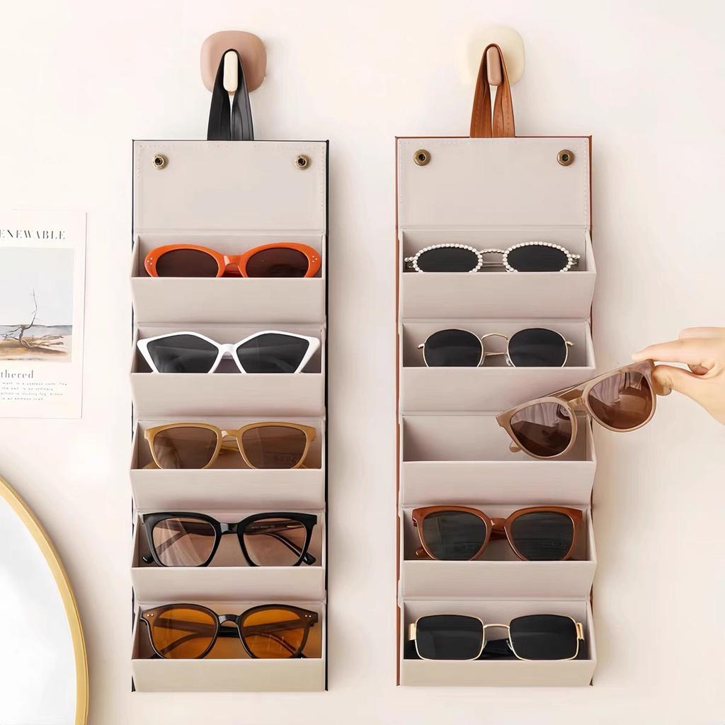 1pc-Portable Glasses and Sunglasses Holder Box, Foldable Wall Mounted Glasses Storage Box