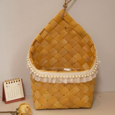 Woven Flower Basket Wall Hanging Storage Kitchen Balcony Portable Flower Basket Rattan Hanging Basket Wall Hanging Type