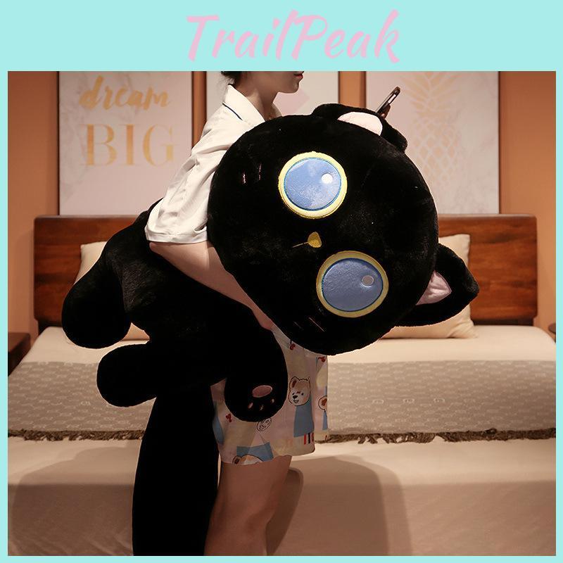 Black Plush Cat Toy Stuffed Animal With Pp Cotton Filling For Kids Decor Bedroom