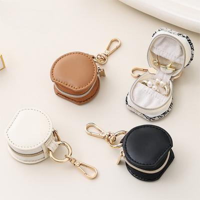 Mini Jewelry Box Keychain Semi-circular Travel Bag Pendant Creative Portable Ring Box  Gifts