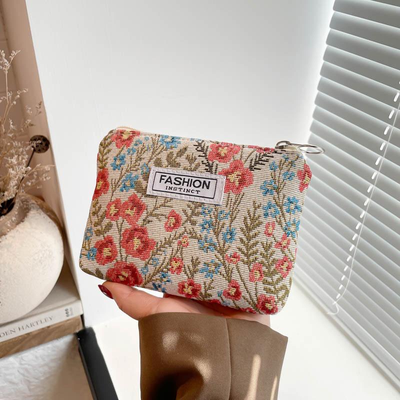 Yogodlns Women Floral Fabric Makeup Bag Cosmetics Case Brush Wash Bag for Birthday Holiday Gifts