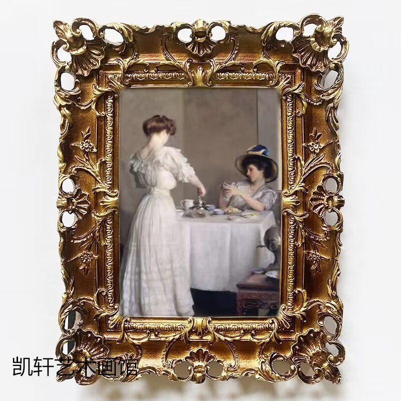 Bildram i vintage-stil Rektangulär Präglad Bordsskiva Väggmontering Harts Fotoram för Dekoration Hemkonst Porträtt