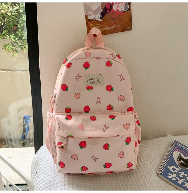 Schoolbag new high-value Japanese ins fresh and sweet strawberry backpack junior high school students lightweight travel spring outing backpack