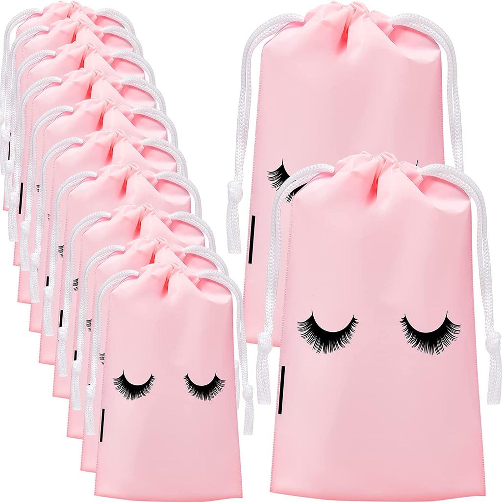 20 Stück Wimpernpflege Aufbewahrungsbeutel mit Kordelzug Wasserdichtes Eva-Kunststoff Reise-Packbeutel Tragbare Kosmetik-Make-up-Tasche
