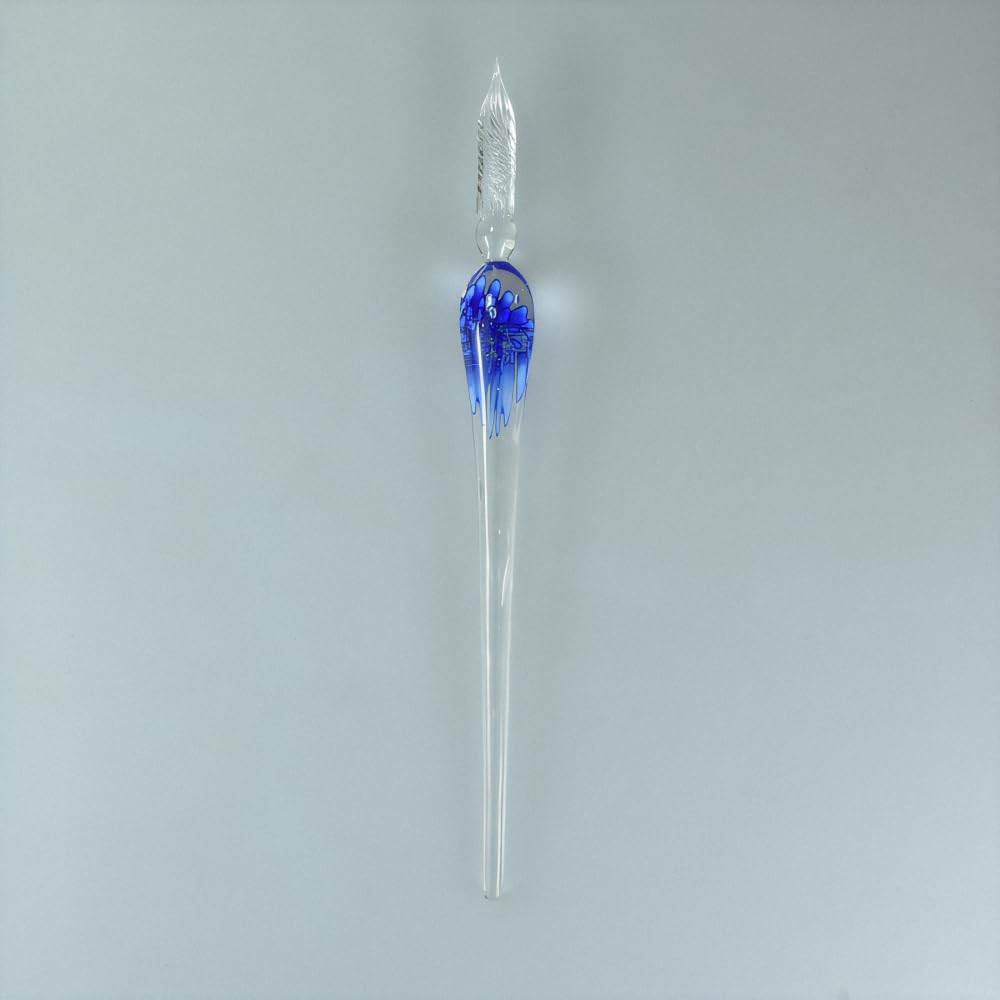 Fourcart Cute Handmade Glass Crafts Glass Blue Set x Set [Flower Pen] 2-Color 3-Piece