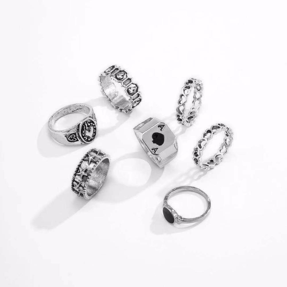 Personality Width Male Spades A Hip-hop Irregular Ring Men Finger Ring Korean Style Ring Punk Style