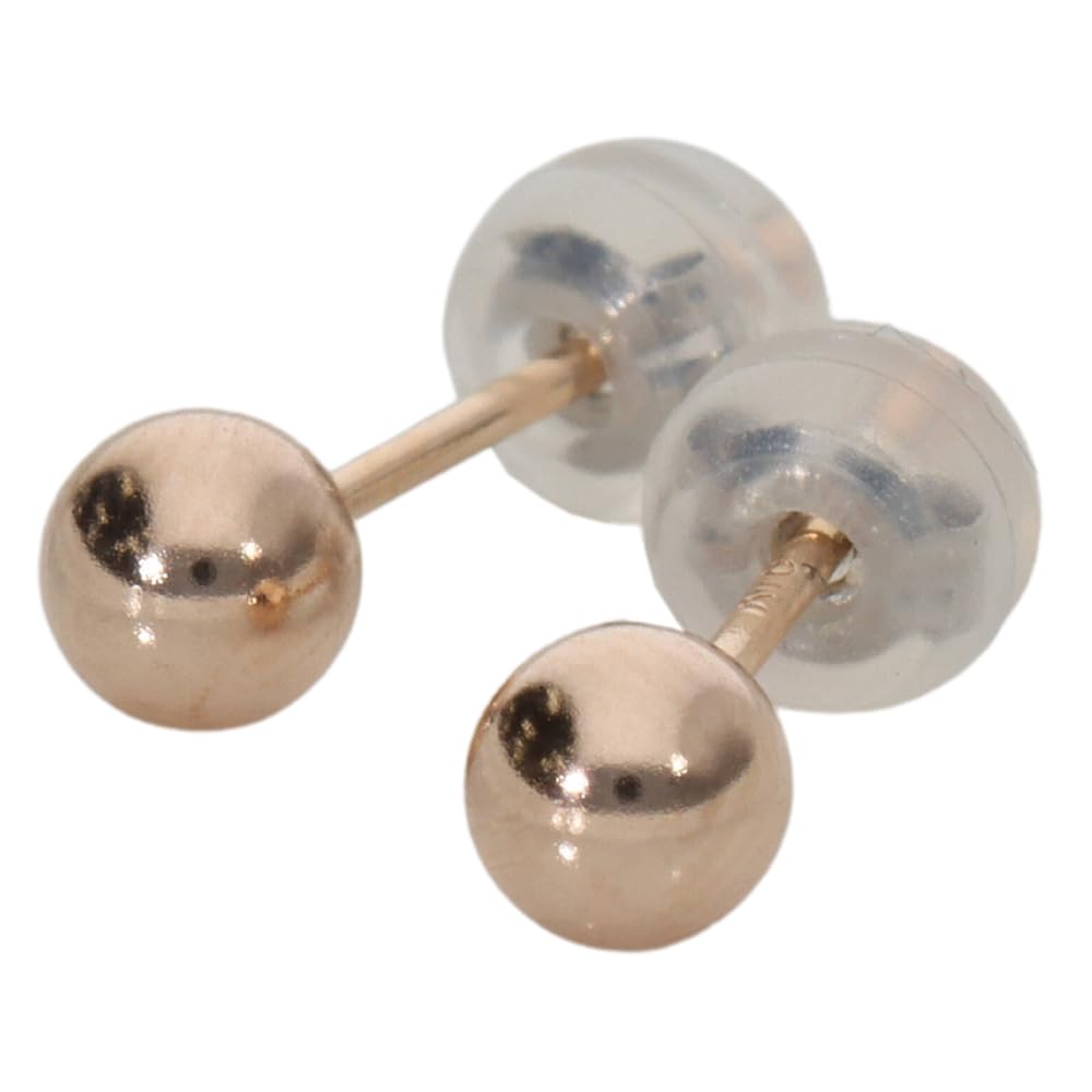 

earrings shaft metal allergy made in pair for both round ball pink gold [Anytime With] Non-returnable (round ball) 8mm, friendly, Japan, ears, 2mm/K18