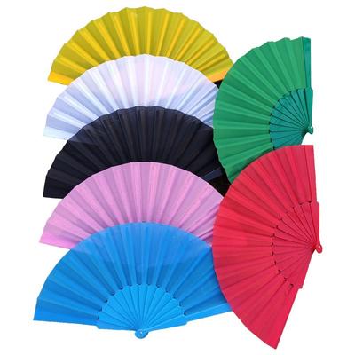 Party Favors Solid Color Plastic Foldable Morning Exercise Craft Fan Folding Fan Dancing Fan