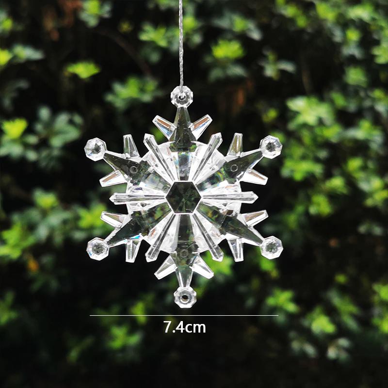 Christmas Transparent Pendant Glitter Crystal Acrylic Snowflake Xmas Tree Decoration Ornament Hanging Pendant New Year Party
