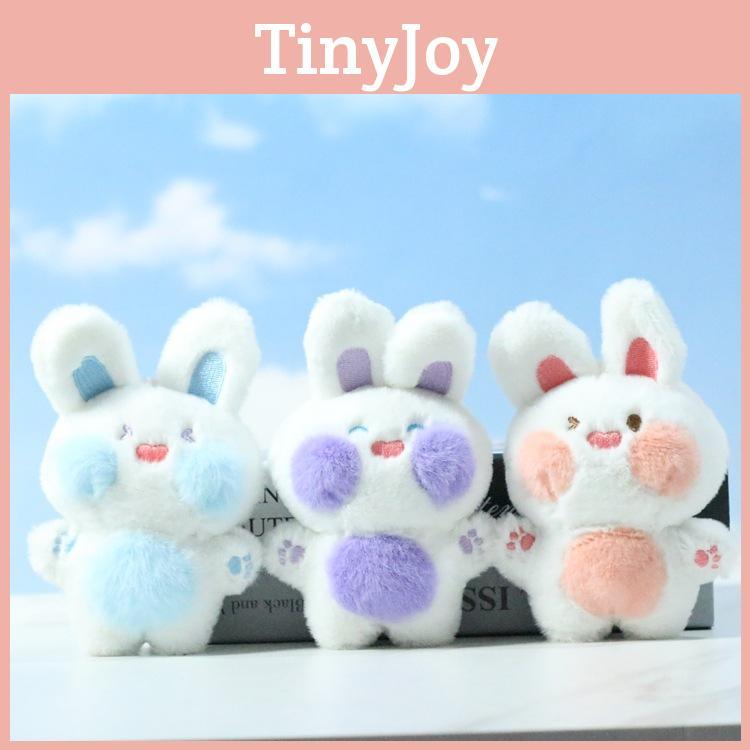 Charming Pink And Blue Plush Bunny Doll Cartoon Keychain Soft Toy For Bags