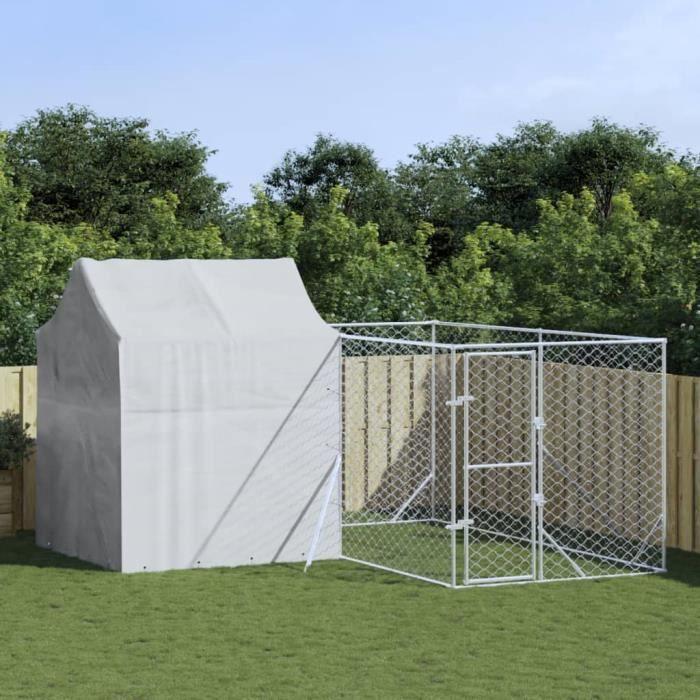 VidaXL Outdoor Dog Kennel with Silver Roof 4x4x2.5 M 3190478