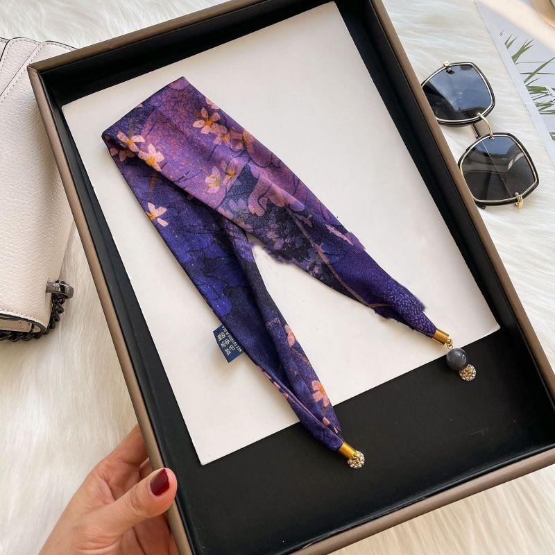 

Шелковый шарф для женщин, женские шарфы, шелковый шарф для волос 13x55cm