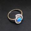 Hermosa Jewelry Blue Opal Cubic Zirconia Genuine 925 Silver Band Ring Wedding Engagement Gifts for Women Size 8#  20214254