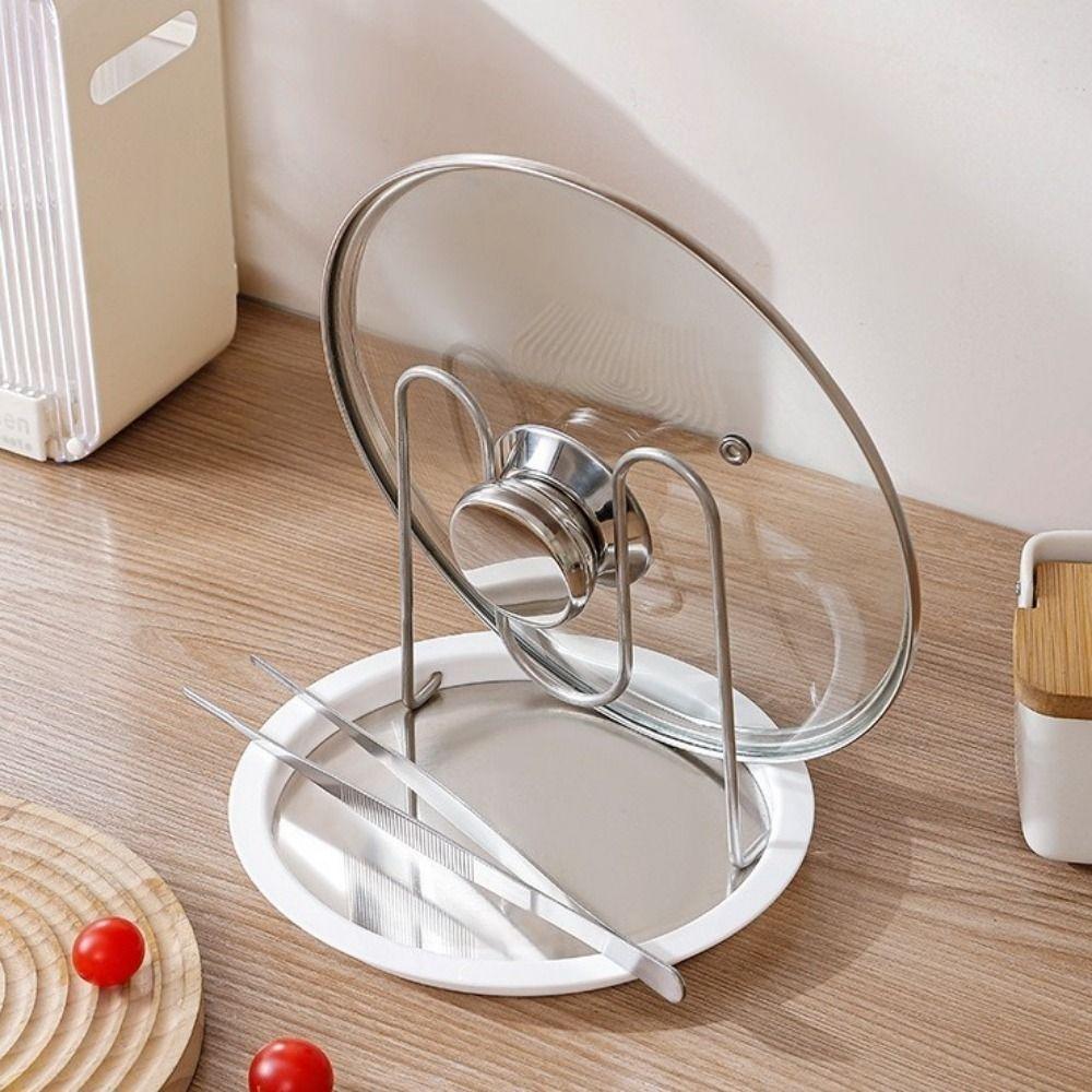Stainless Steel Pot Lid Holder Heat Resistant Spoon Rest Pan Cover Lid Rack  Restaurant