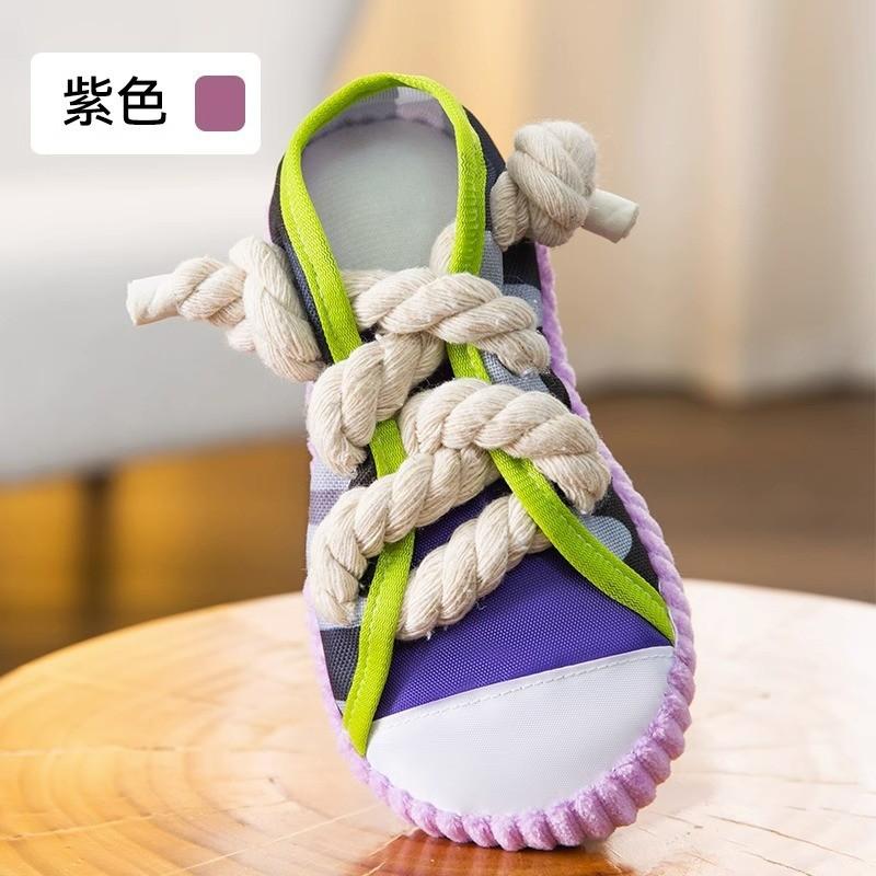 Dog Toys Shoes Pet Cotton Rope Slippers Sound Making Toys Teeth Cleaning Built-in BB Airbag Round Ball Bell Various