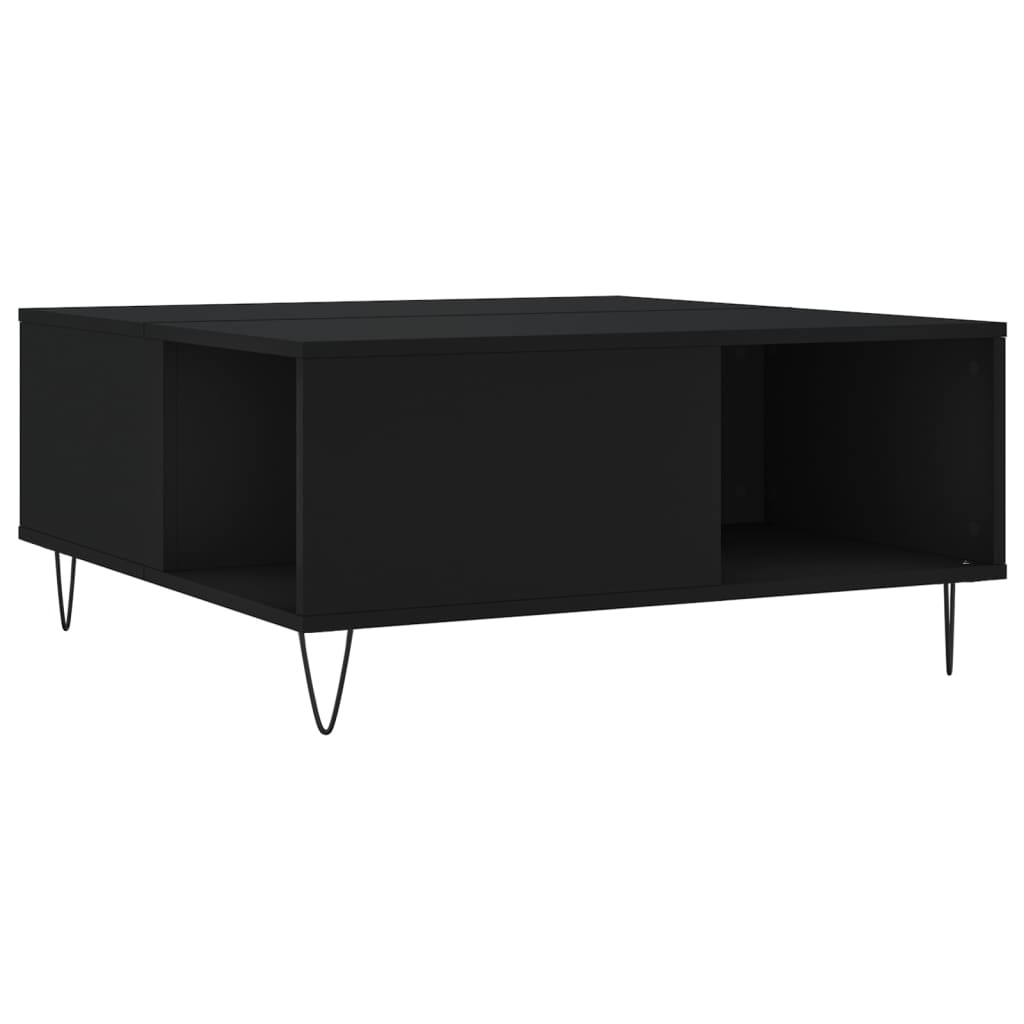  Coffee Table, Black, 80x80x36.5 Cm, Wood-based Material
