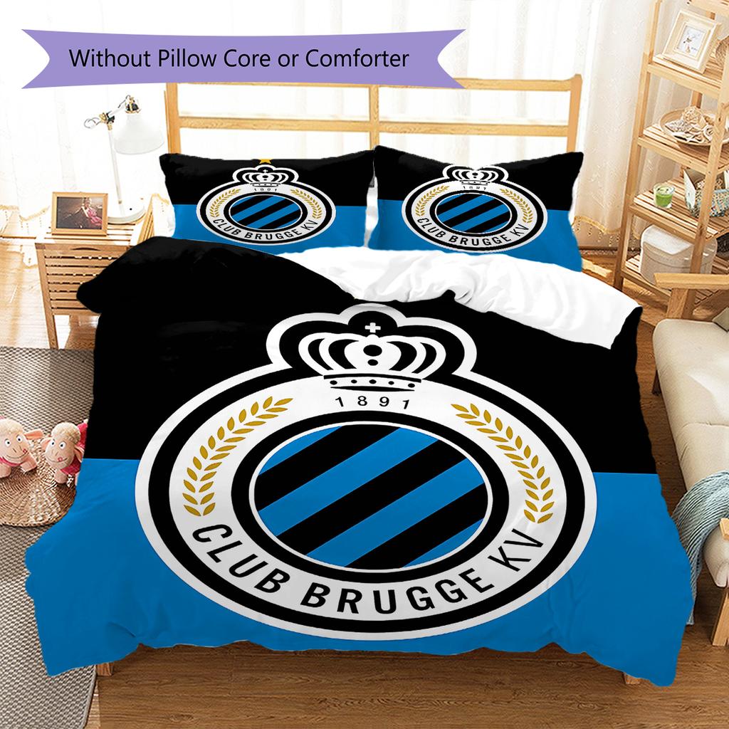 Klub Brugge K.V Vzorované povlečení, Sada přikrývek Potah na přikrývku Povlak na polštář Domácí Dárek k narozeninám (1 * povlak na peřinu + 2 * povlak na polštář, bez jádra)