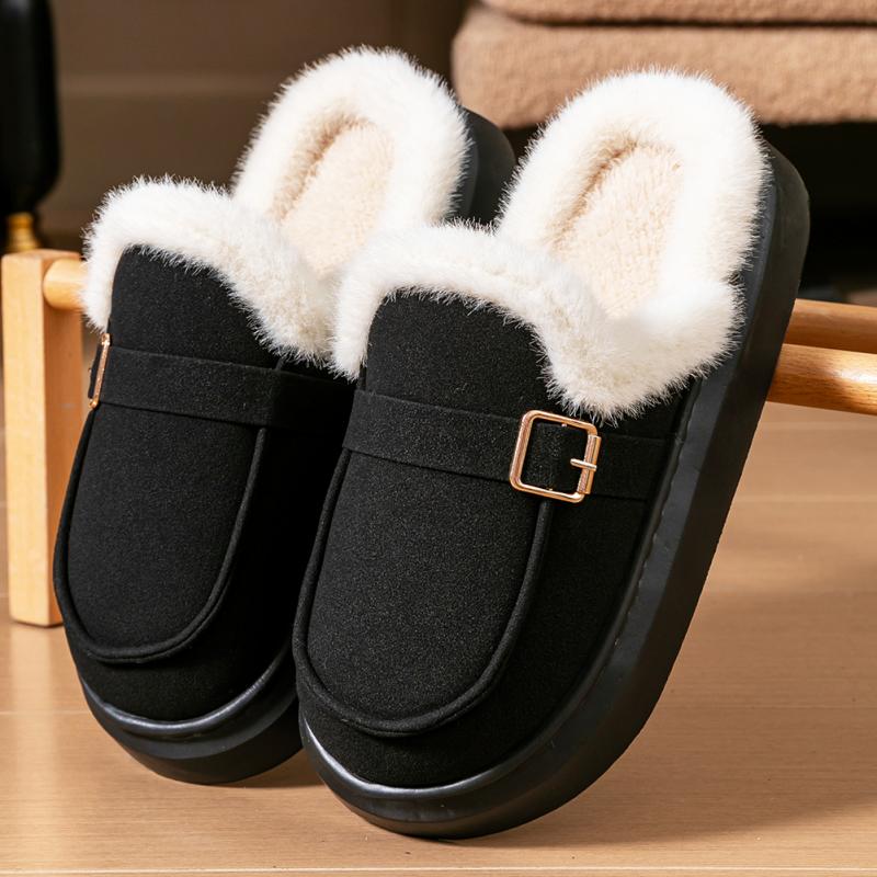 Memory Foam Slippers Women Suede Platform EVA Sole Warm Home Shoes Winter Non Slip Comfortable