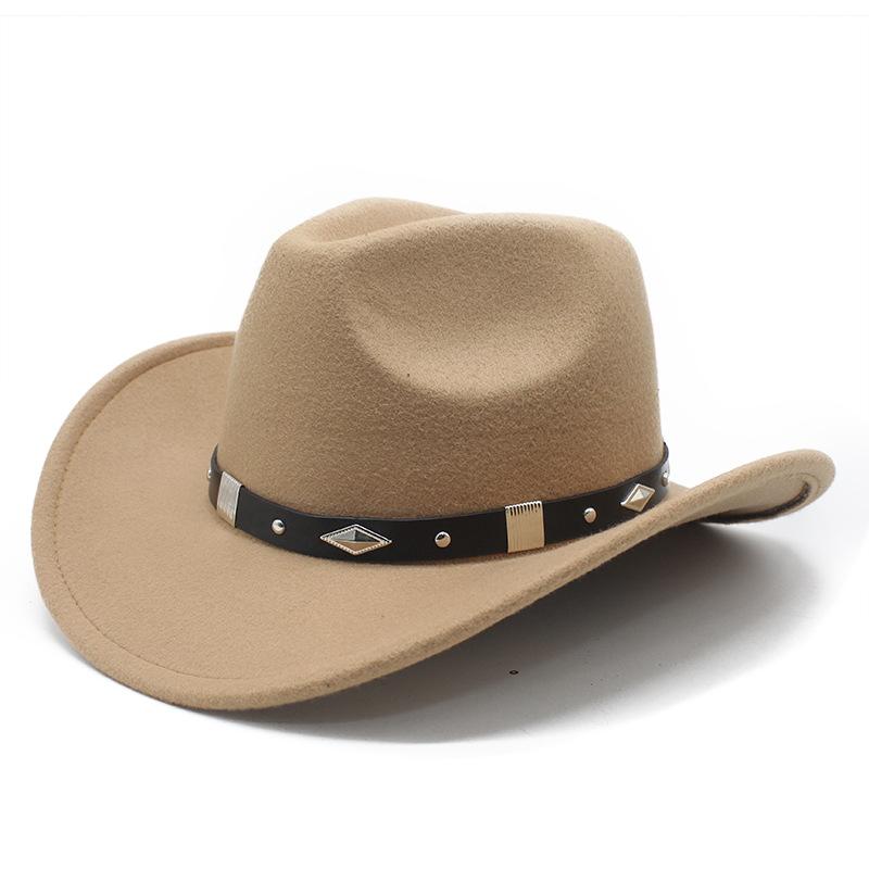 Spring Edge Cowboy Hat Western Wind Curved Edge Metal Accessories Top Hat Men'S And Women'S Hats
