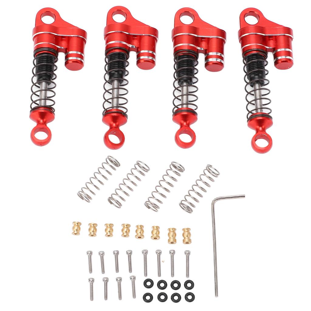 4pcs RC Shock Absorbers Red Aluminum Alloy High Elastic Spring Metal Shock Absorbers for Scx24 for