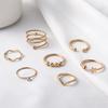 Ring, Wind Joint Ring Combination 7-Piece Set Pentagram Open Spring Ring Female