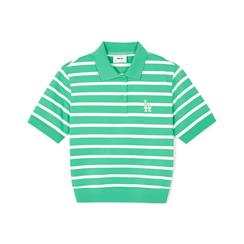 New MLB Polo Shirt Women's Yellow Green 3FPQV0143-07YGS