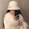 Black Bucket Hat Autumn Winter French Temperament Keeping Warm Bow Bucket Hat For Women