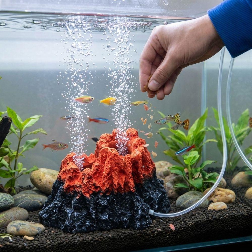 Natural Style Volcano Oxygen Pump Decor Resin Fish Tank Air Pump Volcano Mini Aquarium