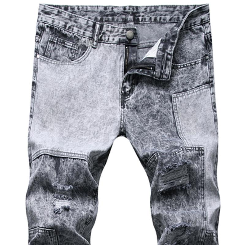 2024 Neue Jeans Amazon Europäische und amerikanische personalisierte trendige Spleißen tragen gerade Herrenhosen