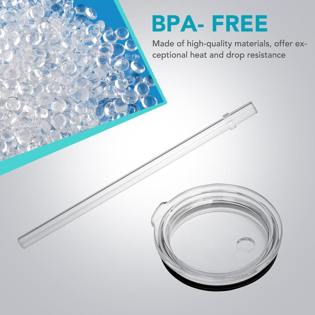 Reble Straws for YETI, 10.6 Inch Tumbler Straws Replacement for YETI 35/42 oz Straw Cup, 6 Pack Plastic Clear Drinking Cup Straw with 2 Cleaning