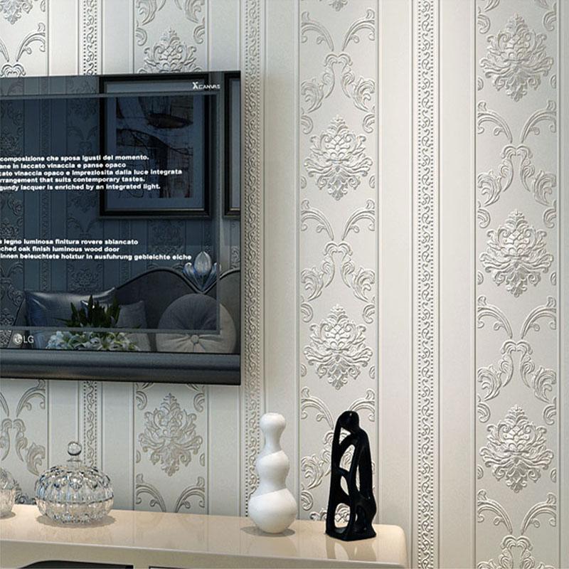 Wysokiej Jakości Tapeta 3D z Głęboką Teksturą Reliefową Styl Europejski Damaszek Pionowe Pasy Tapeta Włókninowa Okładzina Ścienna Tapety 3D