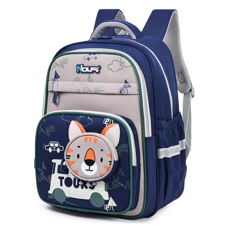 Kids Capacity Big Contrast Color Backpack With Cartoon Animal Tiger Design Cat