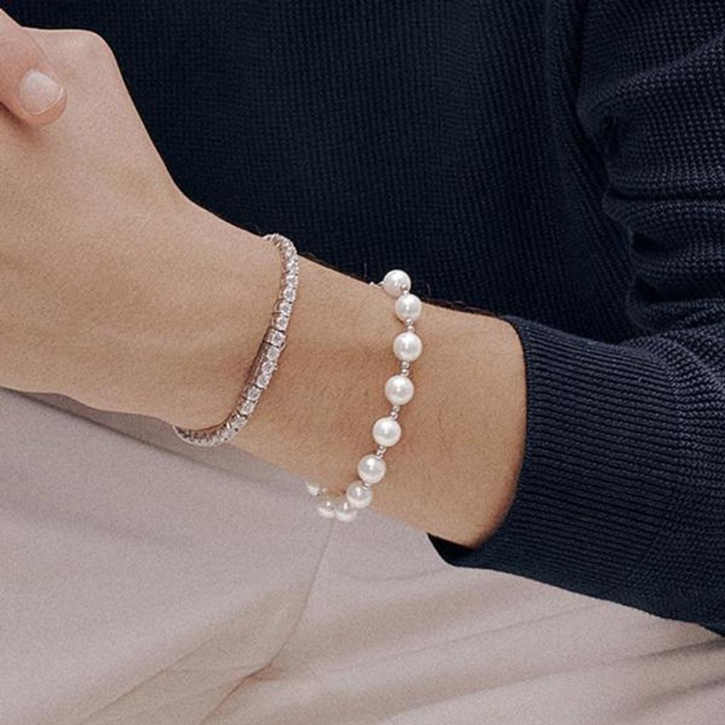 Plump 8mm Silver Pearl Bracelet (S) OTB1229S8PWI