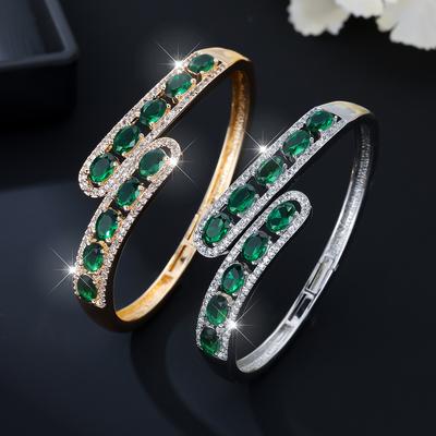 Jewelry Opening Green Zircon Retro Light Luxury High-end Bracelet
